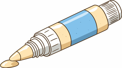 Isolated cream tube with product squeezed out. Ointment, lotion, or cosmetic for beauty, skincare, medical treatment, and personal care.