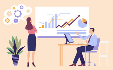 Business people talking  and collaborating on a project, business concept illustration 