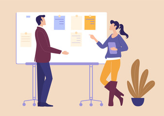 Business people talking  and collaborating on a project, business concept illustration 