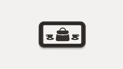 Minimalist shopping bag and coffee cups icon on a tray. Symbol for retail, leisure, coffee breaks, and consumerism.