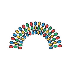 Rainbow arc of Christmas lights vector illustration