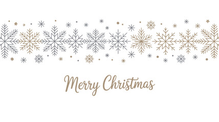A festive christmas card with snowflakes and the words merry christmas in a decorative font style