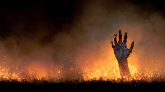 hand of zombie on night background