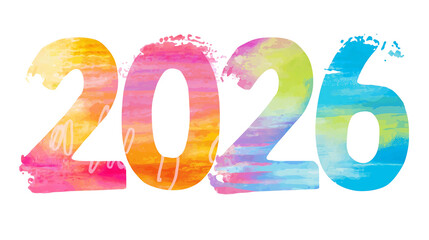 colorful 2026 summer themed illustration in vibrant watercolor style