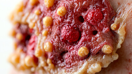 Close-up view of unique textured surface showcasing vivid colors and intricate patterns on a natural specimen