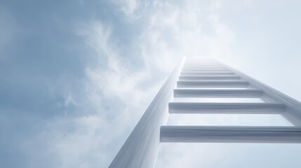 ladder to success, reaching high into the sky, inspirational and motivational imagery, perspective view