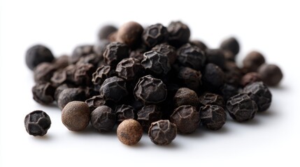 Obraz premium black pepper pile, isolated on white, natural texture, vibrant and detailed