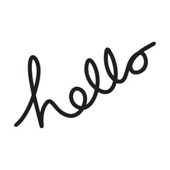 Hello! symbol, greeting Hand drawn scribble script calligraphy brush storke element icon illustration