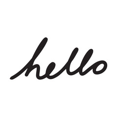 Hello! symbol, greeting Hand drawn scribble script calligraphy brush storke element icon illustration