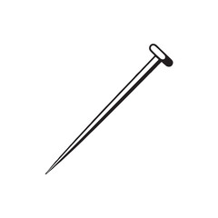 Metal sharp long pin outline vector flat illustration design