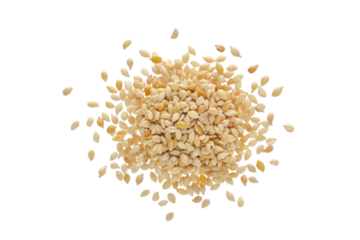 Pile of hulled sesame seed isolated on transparent background