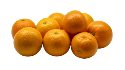 A pile of fresh, ripe oranges isolated on transparent background