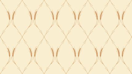 Naklejka premium Elegant wheat pattern background for food packaging and nature-inspired designs, adding a touch of rustic charm to your project with this seamless design