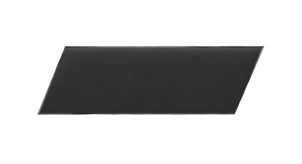 A solid black rectangular shape with sharp edges and a shadow casting effect, presenting a minimalist and abstract geometric form