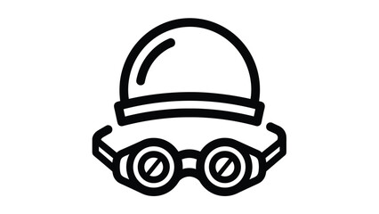Get Ready to Swim with this Stylish Cap and Goggles Icon Perfect for Aquatic Adventures or Fitness Campaigns promoting healthy active lifestyles, Generative AI.