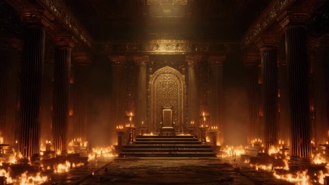 Majestic royal chamber lit by candles