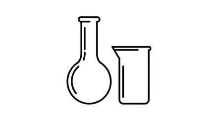 Lab essentials in simple line art style perfect for science projects or educational resources featuring a flask and beaker in a modern minimalist design, Generative AI.