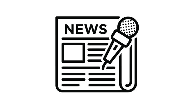 Breaking news report with microphone graphic for podcast promotion journalism industry media coverage and current events communication across platforms, Generative AI. - Powered by Adobe