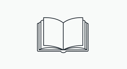 Open book outline for reading learning or education concept in simple style inviting knowledge and imagination to inspire a love of literature, Generative AI.