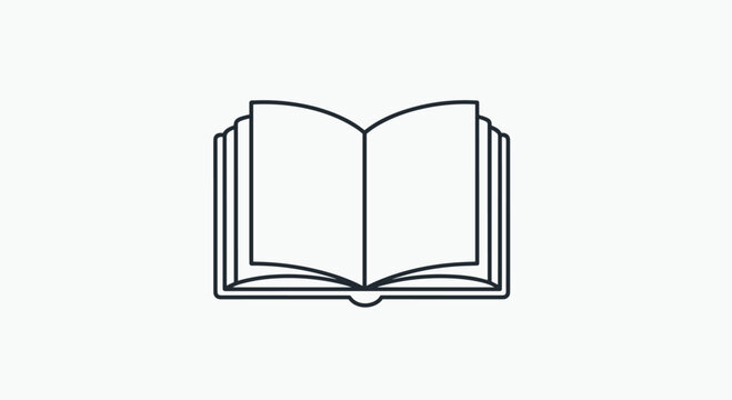 Open book outline for reading learning or education concept in simple style inviting knowledge and imagination to inspire a love of literature, Generative AI.
