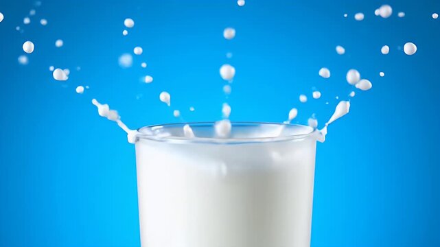 Chocolate Chip Cookie Dunked in a Glass of Milk Creating a Splash.