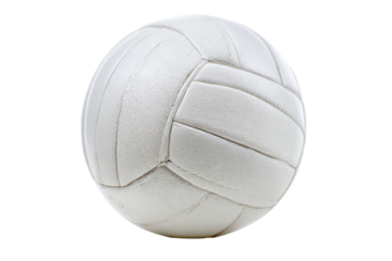 White volleyball isolated on transparent background. Classic white volleyball isolated on white background.