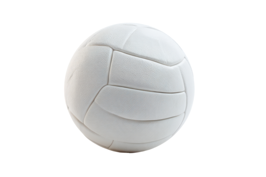 White volleyball isolated on transparent background. Classic white volleyball isolated on white background.