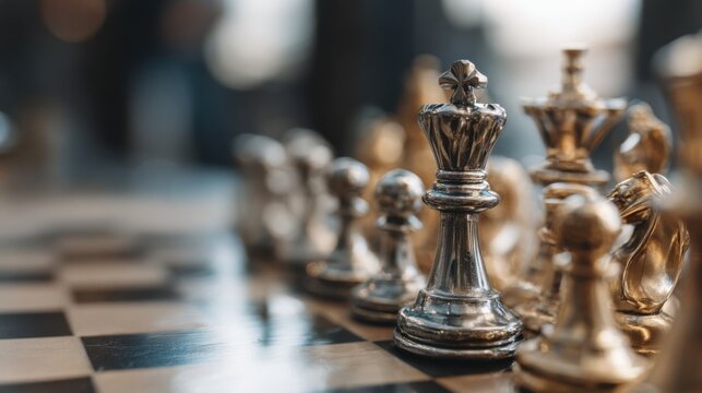 Close up of a king chess piece on board