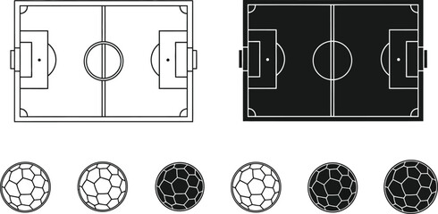 Dual representation of a soccer field and various soccer ball styles