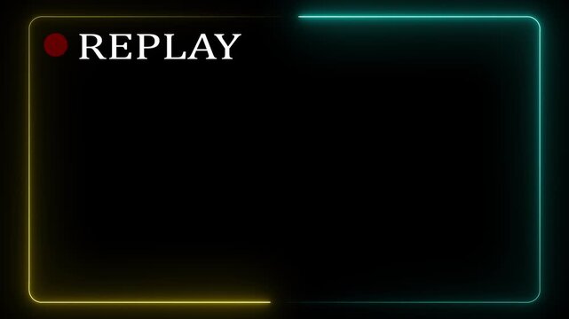 Video camera replay screen animation on a Black screen background in HD. Ideal for video editing.4k video,black background