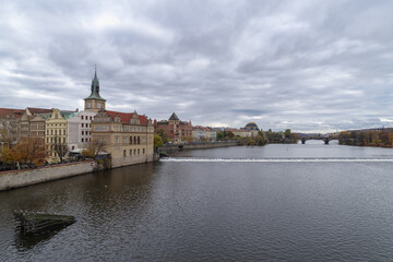 Fototapeta premium Historic buildings along the Vltava River in Prague