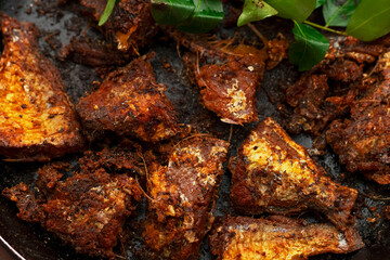 Kerala Unakkameen Fry. Spicy Traditional Dry Fish Dish