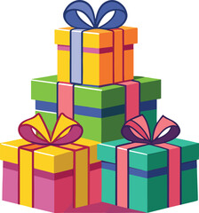 Party Gift Boxes with Bows on White Background