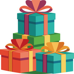 Fototapeta premium Celebration Gift Boxes Stacked and Tied with Ribbons