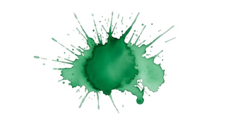 Green ink splash splattered on isolated black background, fluid art, abstract