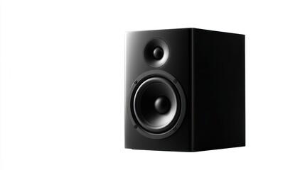 Obraz premium new black bookshelf speaker, isolated on white background, sleek modern design, clipping path