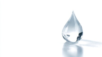Fototapeta premium transparent water drop, isolated on white, natural look, realistic reflection, clipping path