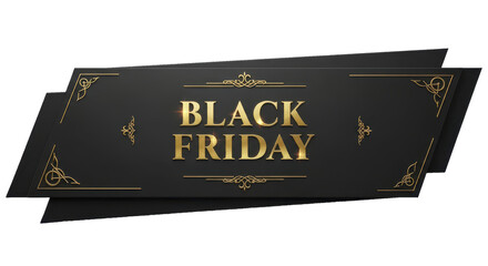 Elegant black and gold banner design for a grand retail shopping event, highlighting significant promotional offers and exclusive discounts with a sophisticated aesthetic