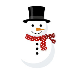 Festive Snowman with Top Hat and Polka Dot Scarf Illustration.