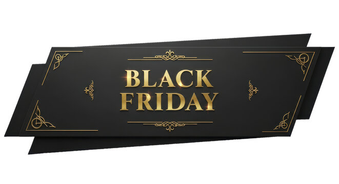 Elegant black and gold banner design for a grand retail shopping event, highlighting significant promotional offers and exclusive discounts with a sophisticated aesthetic