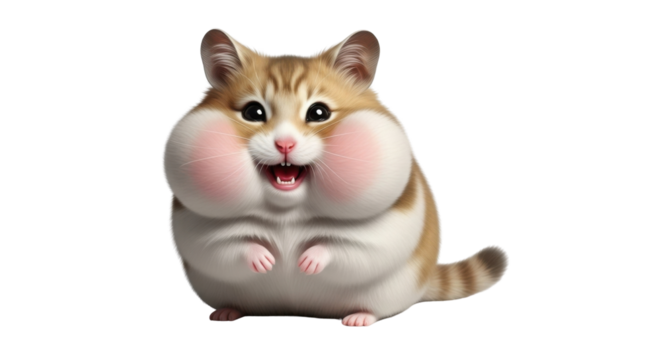 Cartoon hamster with full cheeks happily smiling isolated PNG with Transparent Background