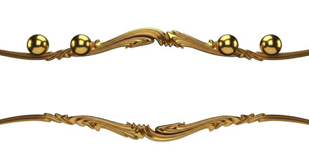 Fototapeta premium Golden Decorative Elements Elegant Swirls with Ornate Design for Luxurious Aesthetics