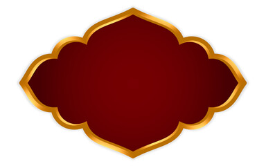 Luxurious gold-trimmed maroon Islamic badge &ndash; A premium maroon emblem with gold edging designed for Eid greetings, luxury packaging, stylish event headers, and classy Islamic visual themes