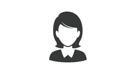 Generic dark gray silhouette icon of a woman with short hair and a collar.