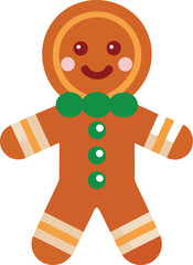 Cute Gingerbread Man Christmas Cookie on White