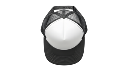 Black camouflage trucker hat isolated on transparent background