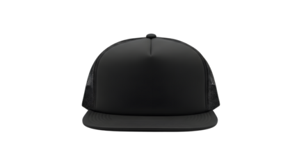 Black baseball cap isolated on transparent background