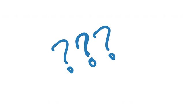 Blue Hand Drawn Question Marks Trio on Transparent Background