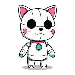 Cute Cartoon Robot Cat Character Vector Illustration