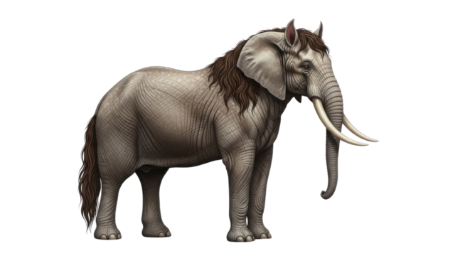 Deinotherium, an extinct relative of modern elephants, illustration isolated PNG with Transparent Background